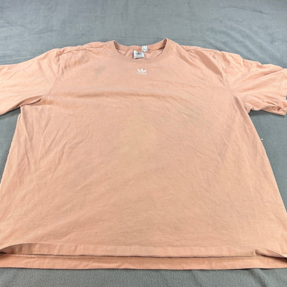 Adidas Originals Trefoil T-Shirt Peach Salmon Pink Embroidered Logo Womens XL